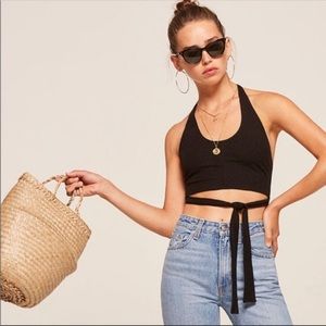 SOLD Reformation Cropped Halter Wrap Around Top